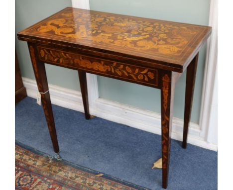 A 19th century Dutch mahogany and marquetry card table W.84cm