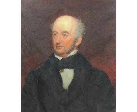 ALEXANDER RIPPINGILLE (c.1796-1858)Portrait of John Wood II of Brownhills, half-length,wearing black cravat and jacket, a red