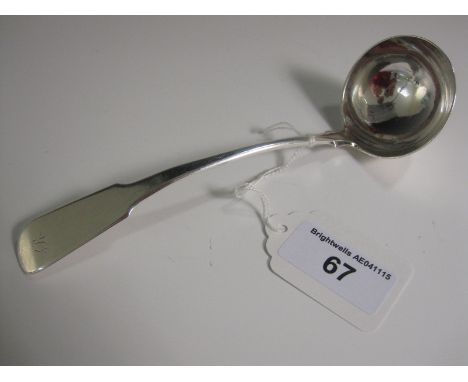 A Georgian Scottish provincial silver Toddy Ladle fiddle pattern engraved initial R, five marks, Perth 1791-1825, maker: Robe