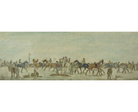 ENGLISH SCHOOL, 19th CenturyPreparing to Start; At Speed; Winning; and Weighing and Rubbing Down;engravingsPl. 8 x 20 1/2 in 