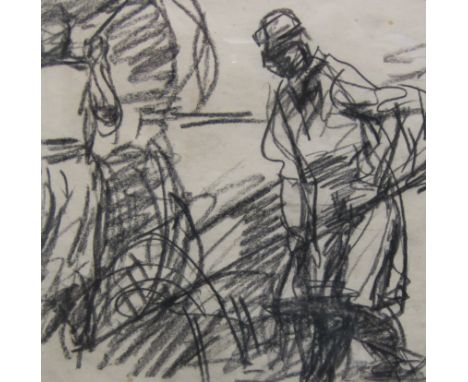 HARRY BECKER (1865-1928)Haymakingcharcoal7 1/4 x 7 in; and a pencil sketch by the same artist depicting 'A man wearing a Cap'