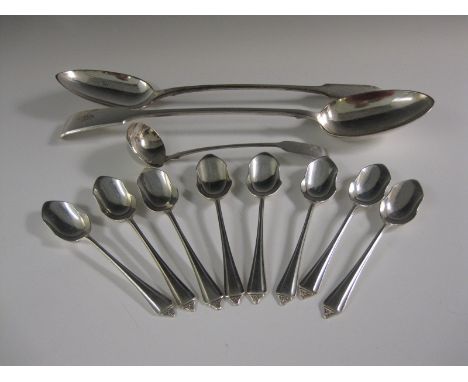 A Georgian Scottish provincial silver Sauce Ladle fiddle pattern engraved initials, Aberdeen circa 1820, maker: J.W, eight Ge