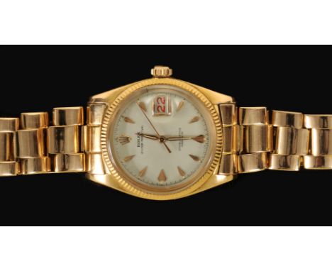 A Gentleman's Rolex Oyster Perpetual officially certified Chronometer Wristwatch, the cream dial with hourly applied gold che