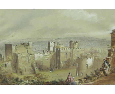ISAAC SHAW  (fl. circa 1840)At Ludlow Castlewith pencil inscription 'Drawn by Isaac Shaw, 1840' (lower right)watercolour9 3/4