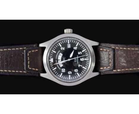 A Gentleman's IWC Fliegeruhr TZC Automatic Wristwatch, no: 2876688 black dial with white arabic numerals and minute track, sw