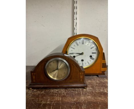 Two inlaid walnut mantel clocks 