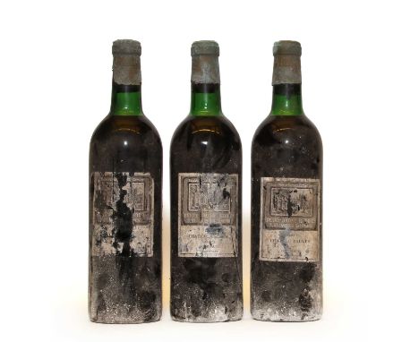 Chateau Palmer, 3eme Cru Classe, Margaux, Berry Bros &amp; Rudd bottling, 1961, three bottles (damaged labels, vintage visibl