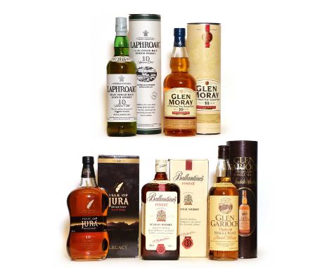 Assorted Scotch Whisky, to include: Laphroaig, Islay Single Malt Scotch Whisky, 10 Years Old, 40% vol., 70cl, one bottle (box