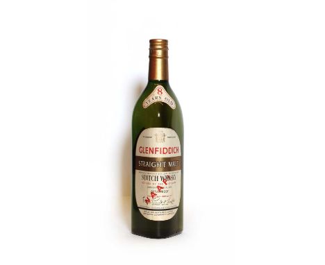 Glenfiddich, Straight Malt Scotch Whisky, 8 years old, 1960s NAAFI bottling, 86 US proof, 26 2/3 fl. ozs, one bottle
