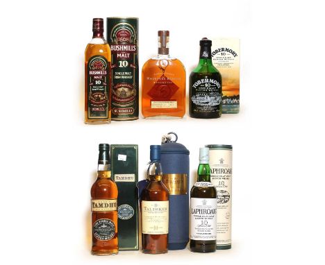 Laphroaig, Single Islay Malt Scotch Whisky, 10 Years Old, 40% vol., 70cl, one bottle (boxed); Talisker, Isle of Skye Single M