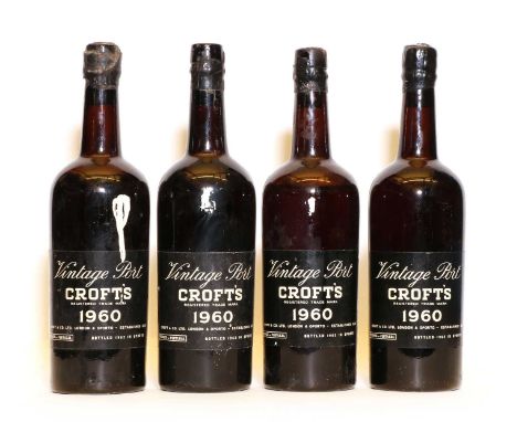 Croft, Vintage Port, 1960, four bottlesCondition report: One MS, capsule damage Two HS, both with capsule damage One LS, caps