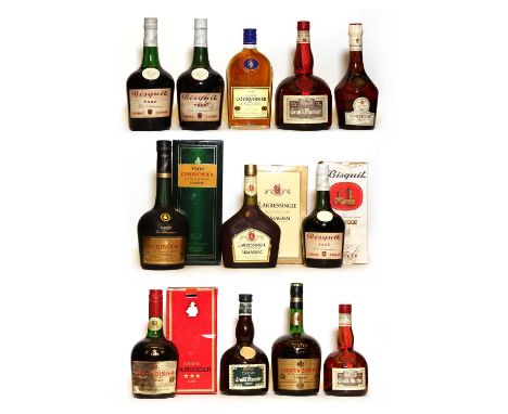 Assorted Brandy and Grand Marnier: to include, Courvoisier, VSOP Fine Champange Cognac, 40% vol., 1 litre, one bottle (boxed)