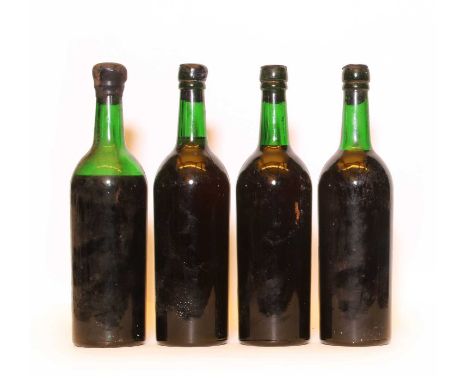 Vintage Port, no label, plain capsule, four bottlesCondition report: One LS One LN Two BN
