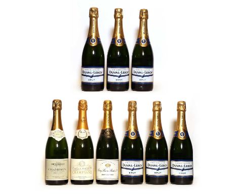 Assorted non-vintage Champagne, to include: Duval-Leroy, Vertus, NV, six bottles; Eugene Laroche, Harrods bottling, NV, one b