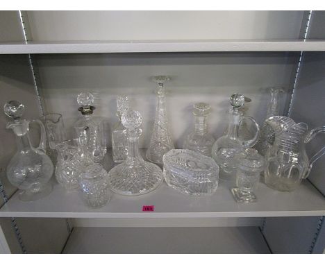 A selection of Georgian and later cut glass tableware to include a Whisky decanter with a white metal collar and a Georgian c