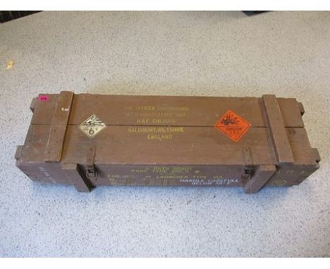 A pine and steel ammunition box