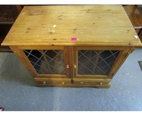 Assorted small furniture to include a contemporary pine side unit with leaded glazed, twin doors, two short drawers below on 