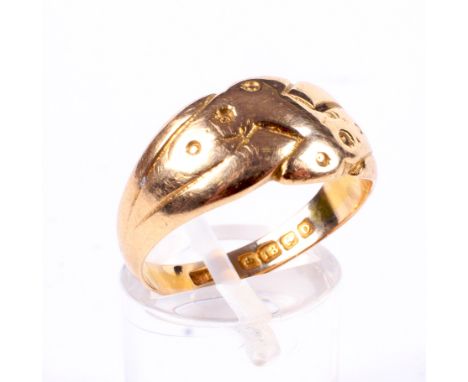 An early 20th century 18ct rose gold 'knot' ring, Birmingham 1913. Size Q, 5.3 grams