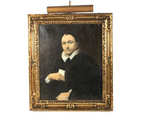 After Anthony van Dyke (Antwerp,1599-1641), portrait of Marchese Giovanni Battista Cattaneo, oil on canvas. In giltwood frame