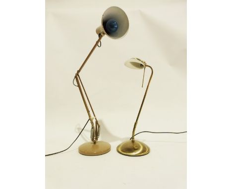 Brown anglepoise light and another modern brass effect table lamp (2)