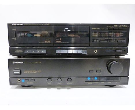 Pioneer A-223 stereo amplifier with CT-W300 twin cassette deck
