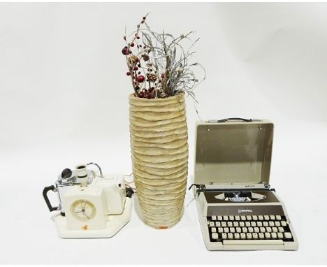 Vintage Goblin teasmade&nbsp;with clock, light fitting, kettle and teapot, a typewriter and a large vase (3)