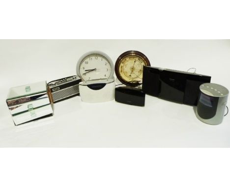 Radio alarm clock, a barometer, a wall clock and various other items (2 boxes)