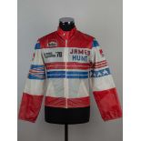 A red white and blue James Hunt 1976 F1 World Champion commemorative pit jacket.