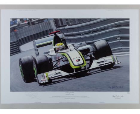 Ray Goldsbrough, “On Top of the World” limited edition print, No.157 of an edition of 295 signed by Jenson Button and artist 