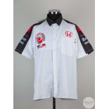 White, black and red BAR Honda F1 pit crew shirt.
