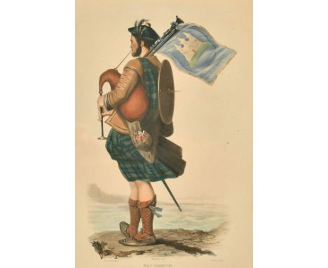 Dickinson after McIan, A 19th Century hand coloured lithograph, 'Mac Rimmon', a Scottish bagpiper, 15" x 10"