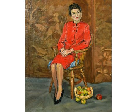 R. Harland, Portrait of a seated gentleman wearing a green jumper and light brown jacket, signed and dated '58, along with an