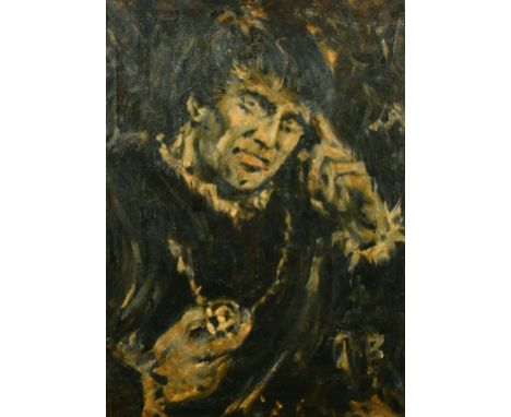 Early 20th Century, Portrait of a man, monochrome, oil on canvas, 22" x 16".