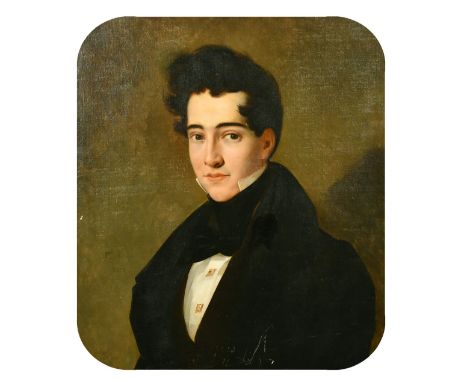 Continental School, Circa 1831, a head and shoulders portrait of a young gentleman, oil on canvas, 29" x 23.5".
