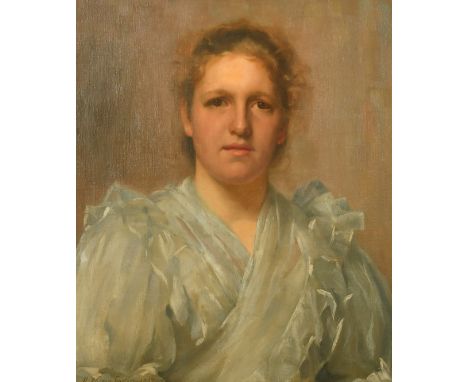 Herbert William Foster (1846-1929) British, 'Alma' a bust length portrait of a young lady, oil on canvas, signed and dated 18