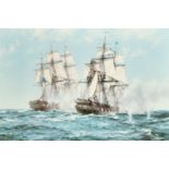 Montague Dawson, A print of 'The action between Java and Constitution, December 1812. 21" x 30.75".