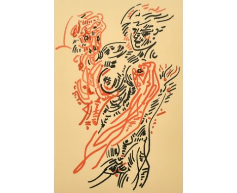 Andre Masson (1896-1987) French, a print of entwined figures, lithograph, signed in pencil and numbered 71/125, 21" x 15".