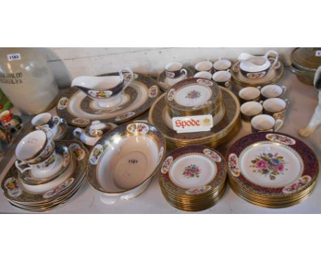 A large quantity of Spode tea and dinner ware in the Arundel pattern from the Cabinet Collection, each piece decorated with a