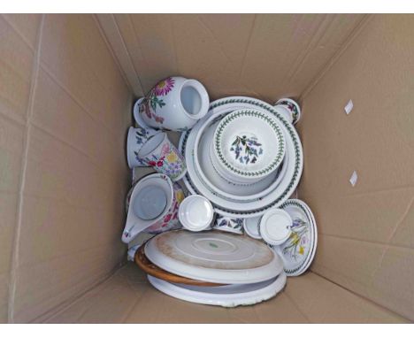 A box containing a quantity of Portmeirion Botanic Garden and other ceramic items