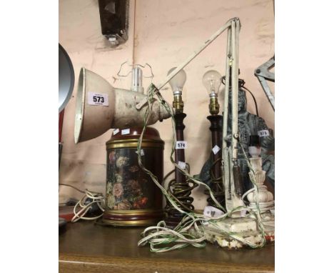 A vintage Herbert Terry &amp; Sons anglepoise lamp with single stepped square base - original red finish overpainted in white