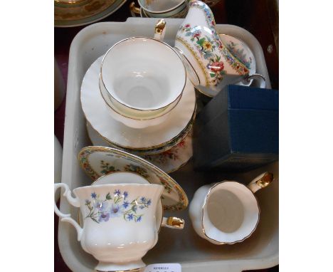 A tub containing a quantity of assorted ceramic items including Coalport Ming Rose small sauce boat and stand, a small quanti