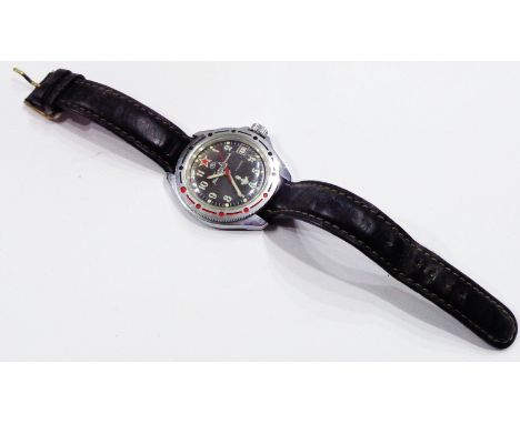 A vintage Russian mariner's watch with date window and anchor motif to dial, on replacement strap - no box, no papers