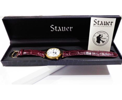 A Stauer 'Graves' gentleman's automatic chronograph wristwatch with subsidiary dials and moonphase, display back and original