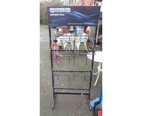 A Quantum Engine Oil garage forecourt display stand