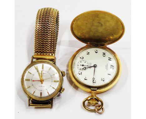 A rolled gold cased Oriosa Swiss 17 jewel incabloc hunter pocket watch - sold with a Green &amp; Symons, London gentleman's g