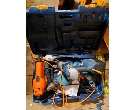 A small quantity of power tools including Pro cordless hammer drill, Black &amp; Decker sander, etc.
