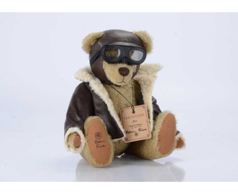 A Robin Rive limited edition Ace teddy bear,  9 of 100, with tag certificate —15in. (38cm.) high (some paling to back of hat 