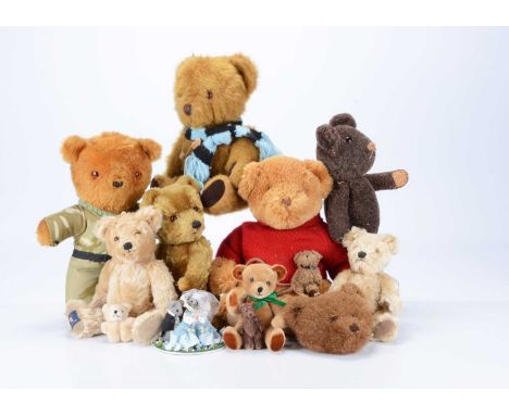 Various teddy bears and soft toys, a Real Soft Toys, light brown plush bear, with side seam label, the Kitty Bits Collection 