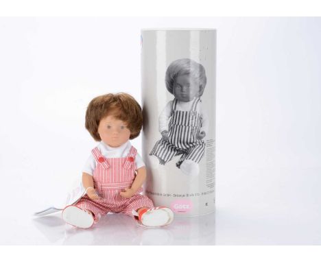 A Sasha Matti baby boy doll by Gotz,  from the second generation Gotz Sasha Serie Dolls, with light brown rooted hair, strung