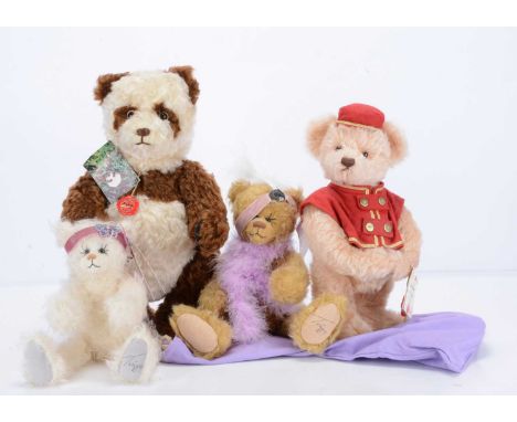 Four limited edition German teddy bears, a Herman Hotel boy, 183 of 800, magnetic hand pads and card tag —12 ½in. (32cm.) hig